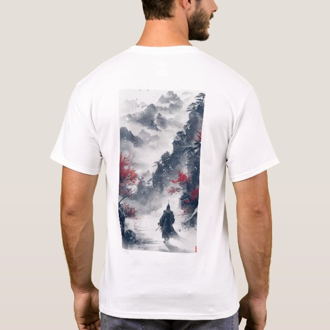 Estilo de pintura de tinta chinesa Figura T-Shirt (Verso)