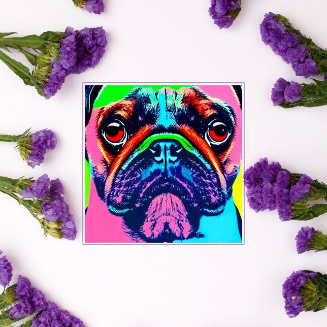 Estilo de pop de retrato de Pug colorido bonito (Criador carregado)
