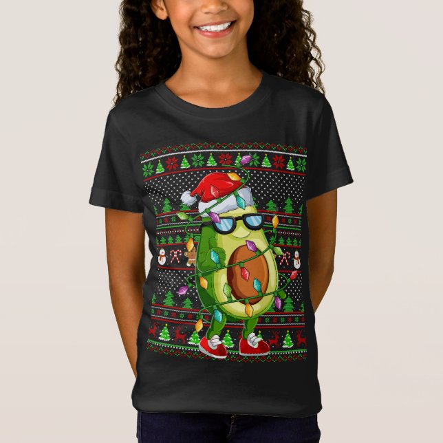 Estilo de Suéter Feio Xmas Iluminando Avocado Nata (Frente)
