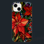 Estilo de Vidro Colorido Poinsettias & Holly<br><div class="desc">Estilo de vidro colorido e colorido,  cor de joia,  cor de rosa,  poinsetos vermelhos profundos e ocos com folhagem verde-caçadora e dourada.</div>