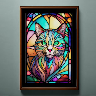 Estilo de Vidro Obtido por Aquarela Cat 2:3 Poster