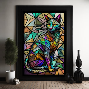 Estilo de Vidro Obtido por Aquarela Cat 2:3 Poster