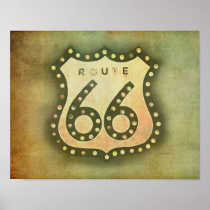 estilo de vintage de poster de sinal de rota 66 af