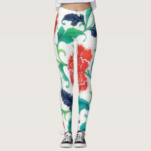 Estilo de Vintage Flói Leggings Florais de Arte