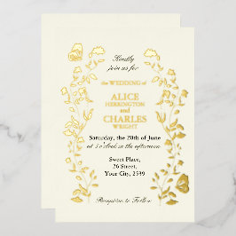 Estilo de Vintage Floral Dourado e Cream Wedes