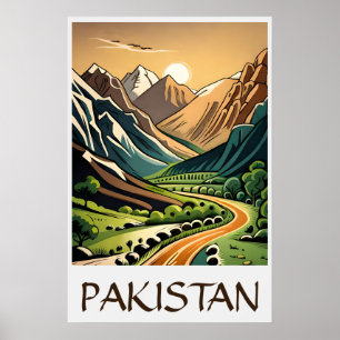 Estilo de Vintage Único Ilustração Poster Paquistã