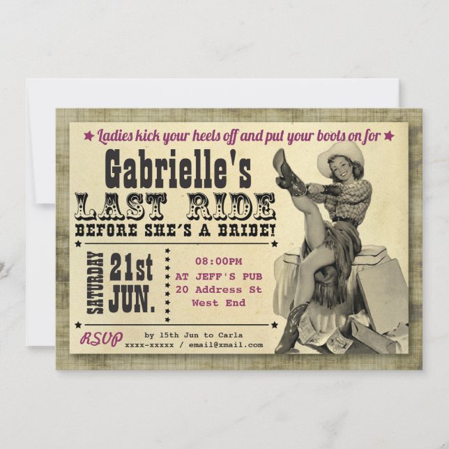 Estilo do País Convite de festas de Hen (Frente)