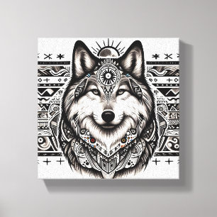 Estilo do Sudoeste Wolf Face Canvas
