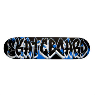 Estilo dos grafites do skate azul e preto