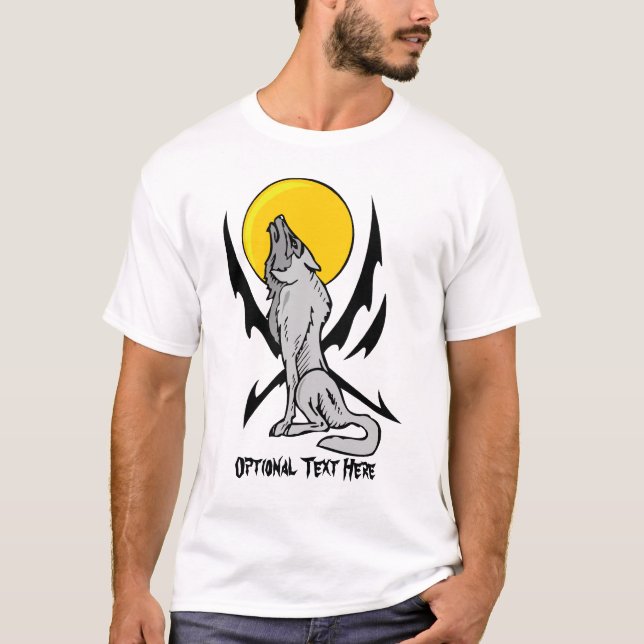 Estilo Flaming De Tatuagem Howling Wolf T-Shirt (Frente)