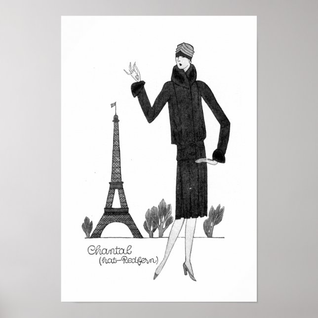Estilo francês Vintage de 1920 - Poster da Torre E (Frente)