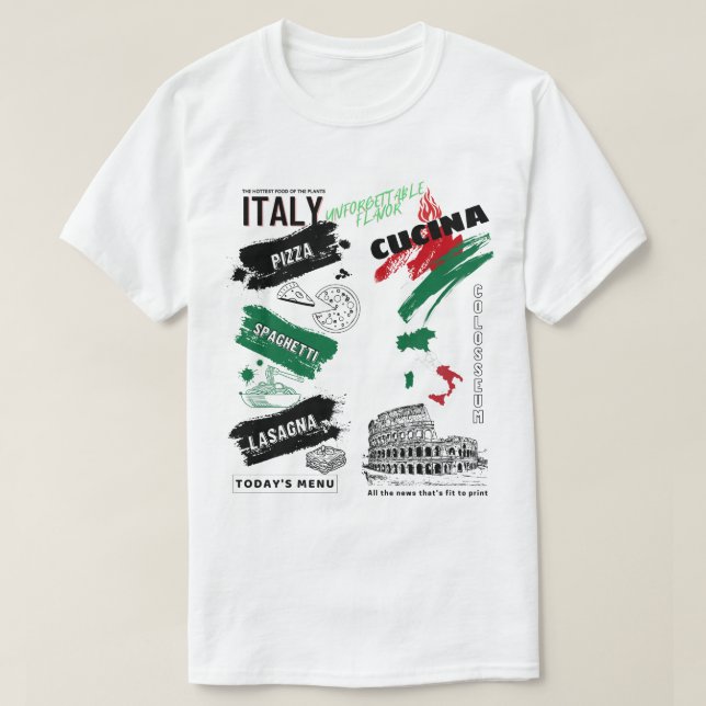 Estilo Itália CuisineHiphop Streetstyle T-Shirt (Frente do Design)