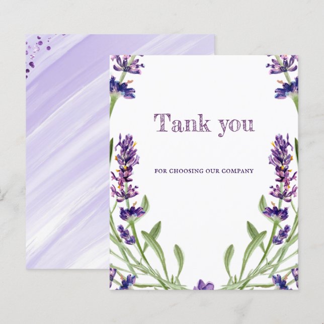 Estilo Lavander simples e elegante Obrigado por in (Frente/Verso)