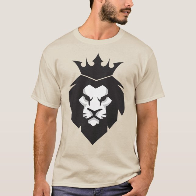 Estilo Leão Rei Negro e Branco com Camiseta Coroa (Frente)
