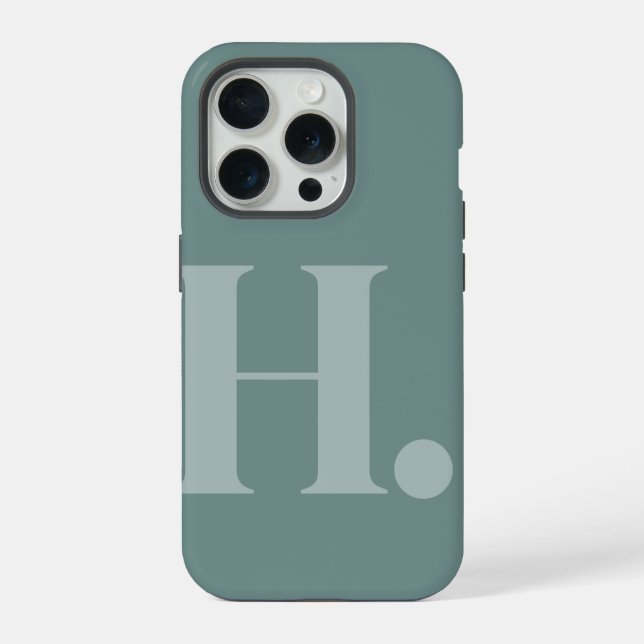 Estilo Mínimo de Cor Básico em Monograma Verde (Verso)