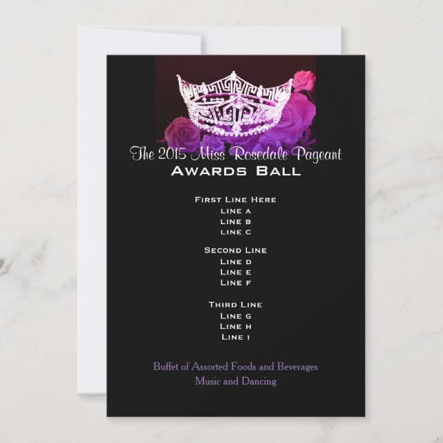 Estilo Miss América Crown & Rosa Ball (Frente)