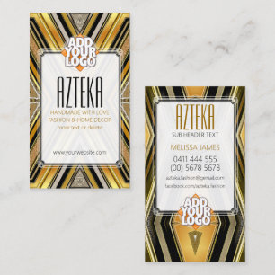 Estilo Moda Preta ArtDeco Cartão de visita