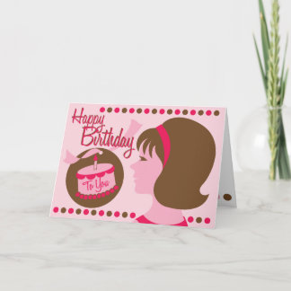 Estilo Retro Rapariga de Aniversário - Cartão de S