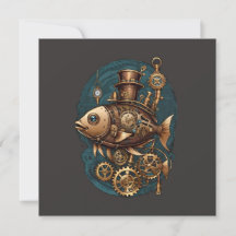 Estilo Retroativo De Vintagem De Peixes Steampunk