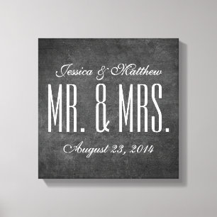 Estilo Rustic Chalkboard Casamento Canvas Esticada