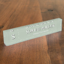 Estilo Verde Sage Nome Branco Personalizado