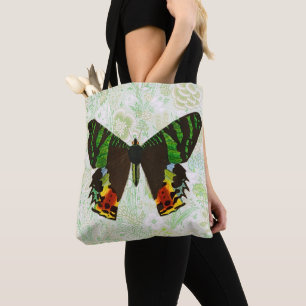 Estilo Vintage Borboleta Floral Tote Bag