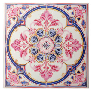 Estilo Vintage Elegante, Rosa e Azulejo Cerâmico A