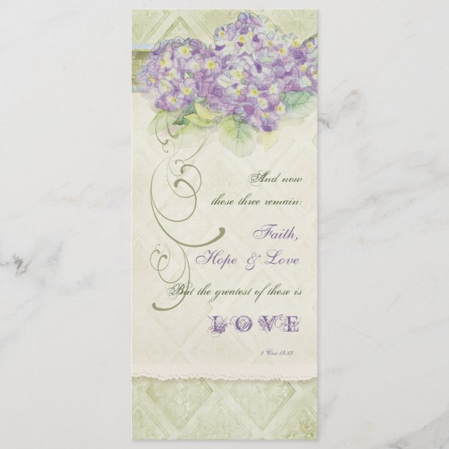 Estilo Vintage Lilac Hydrangea - Programa Casament (Frente)