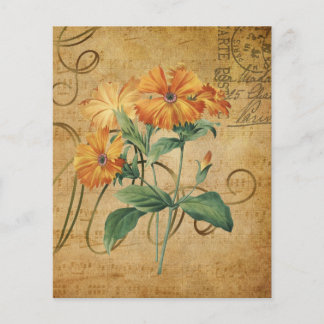 Estilo Vintage Papel Floral Laranja