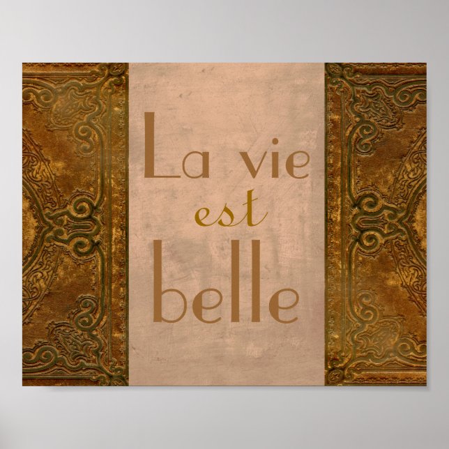 estilo vintage poster cotação francesa em tons sep (Frente)