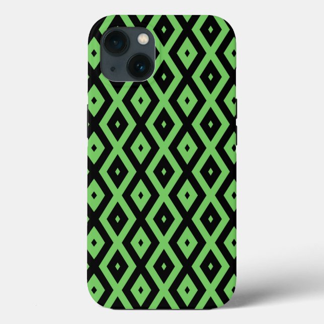 Estojo Case-Mate iPh com padrão de diamante verde  (Verso)