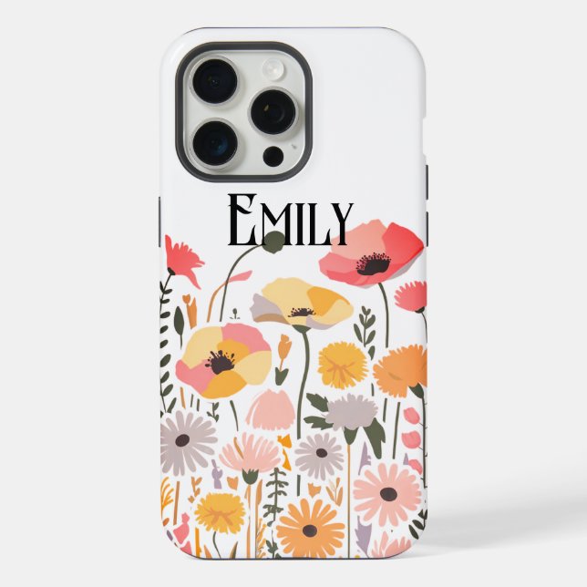 Estojo Case-Mate iPhone flores cor-de-rosa moderna (Verso)