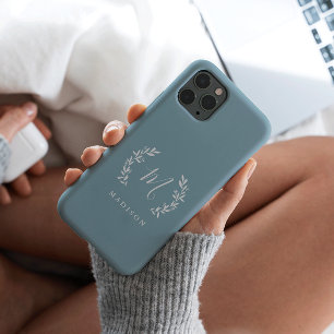 Estojo com Monograma em Script Rustic Laurel Case-