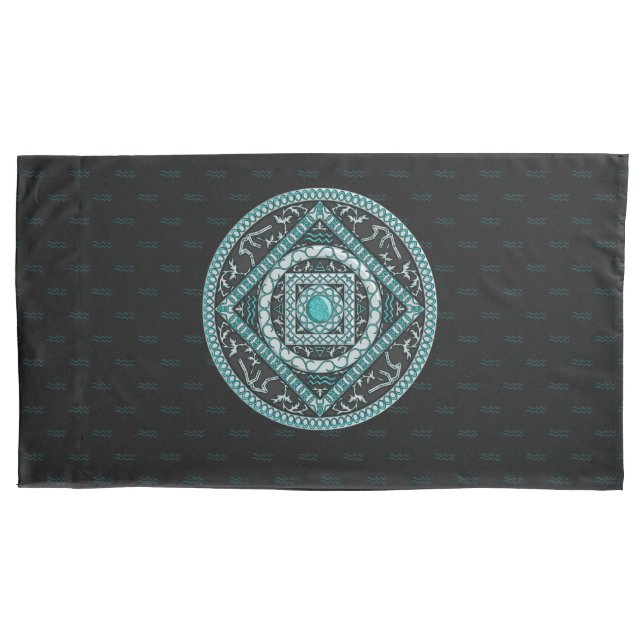Estojo de Almofada Mandala de Aquário (Frente)