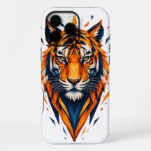 Estojo de Arte Poligonal Tigre Geométrico Laranja