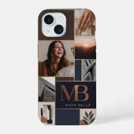 Estojo de Colagem de Fotos com Monograma Chic