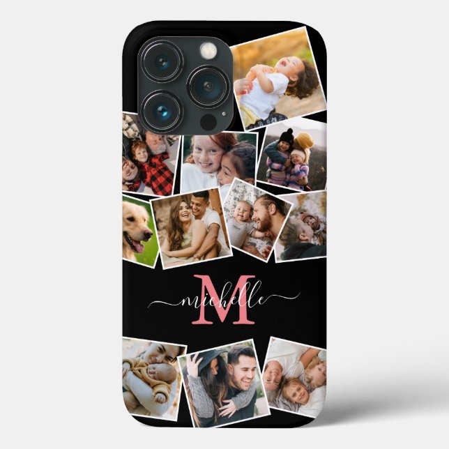 Estojo de Colagem de Fotos com Nome Monograma Case (Verso)
