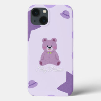 Estojo de iPhone 13 Urso Teddy Cósmico Roxo Pastel