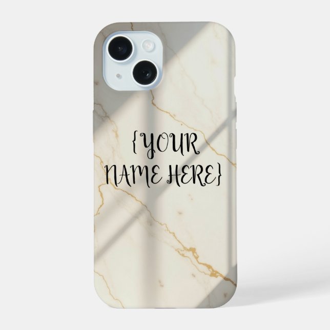 Estojo de iPhone 15 com Monograma de Mármore Cremo (Verso)