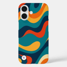 Estojo de iPhone Abstrato Moderno com Padrão Retro