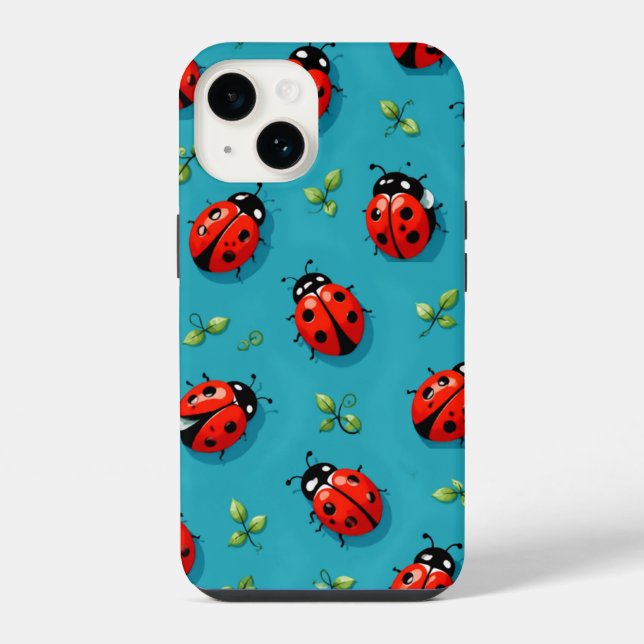 Estojo de iPhone Azul Céu com Padrão da Sorte das  (Verso)