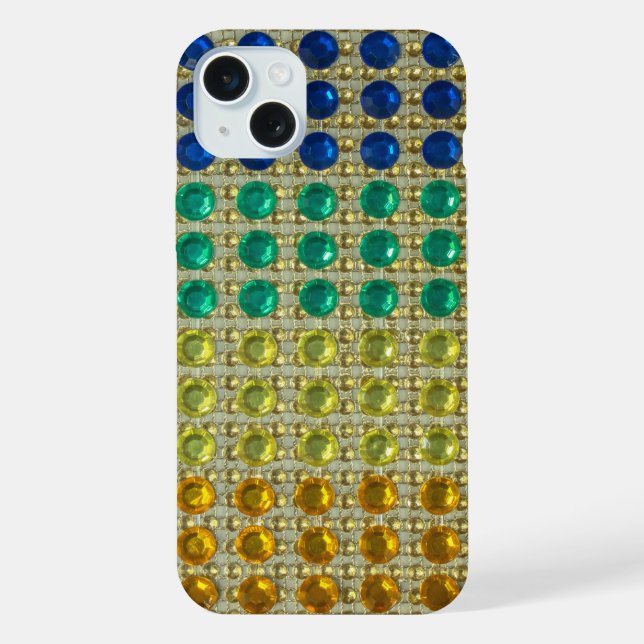 Estojo de iPhone brilhante verde amarelo azul faís (Verso)