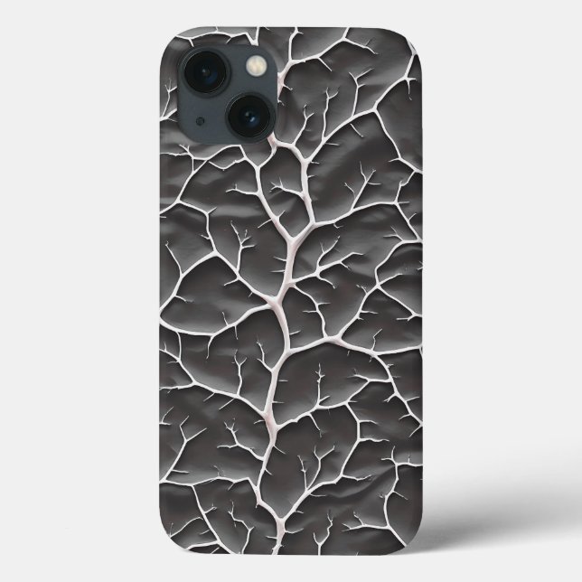 Estojo de iPhone Cinza Escuro Brilhante com Textur (Verso)