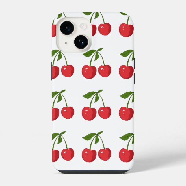Estojo de iPhone com Laço de Cereja Vermelha Fofa  (Verso)