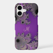 Estojo de iPhone com Monograma Fractal Roxo Pearle