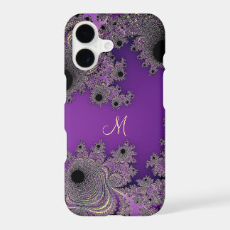 Estojo de iPhone com Monograma Fractal Roxo Pearle