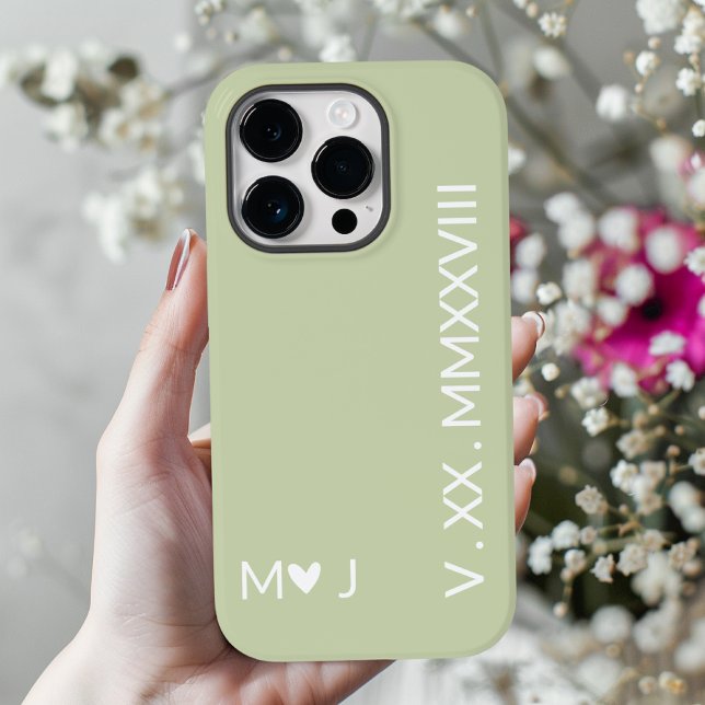 Estojo de iPhone com Numerais Romanos "Dele e Dela (personalized wedding gift, romantic phone case for her, custom engagement iPhone cover for couples,)