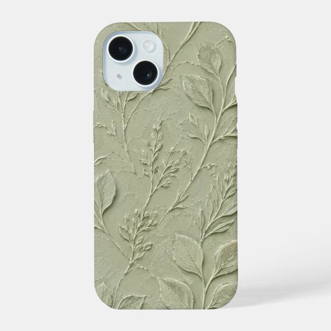 Estojo de iPhone com padrão de folhas botânicas em (Verso)
