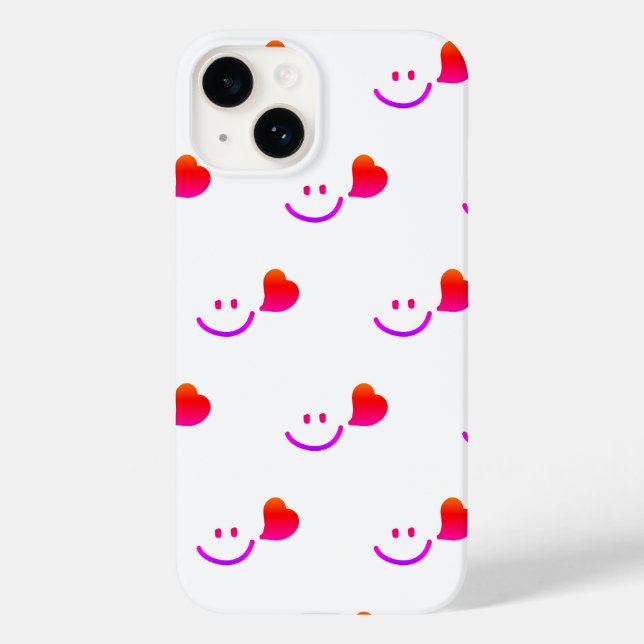 Estojo de iPhone com Rosto Sorridente Minimalista  (Verso)