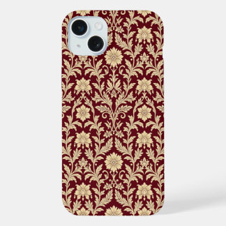 Estojo de iPhone em Damasco Floral Creme Borgonha